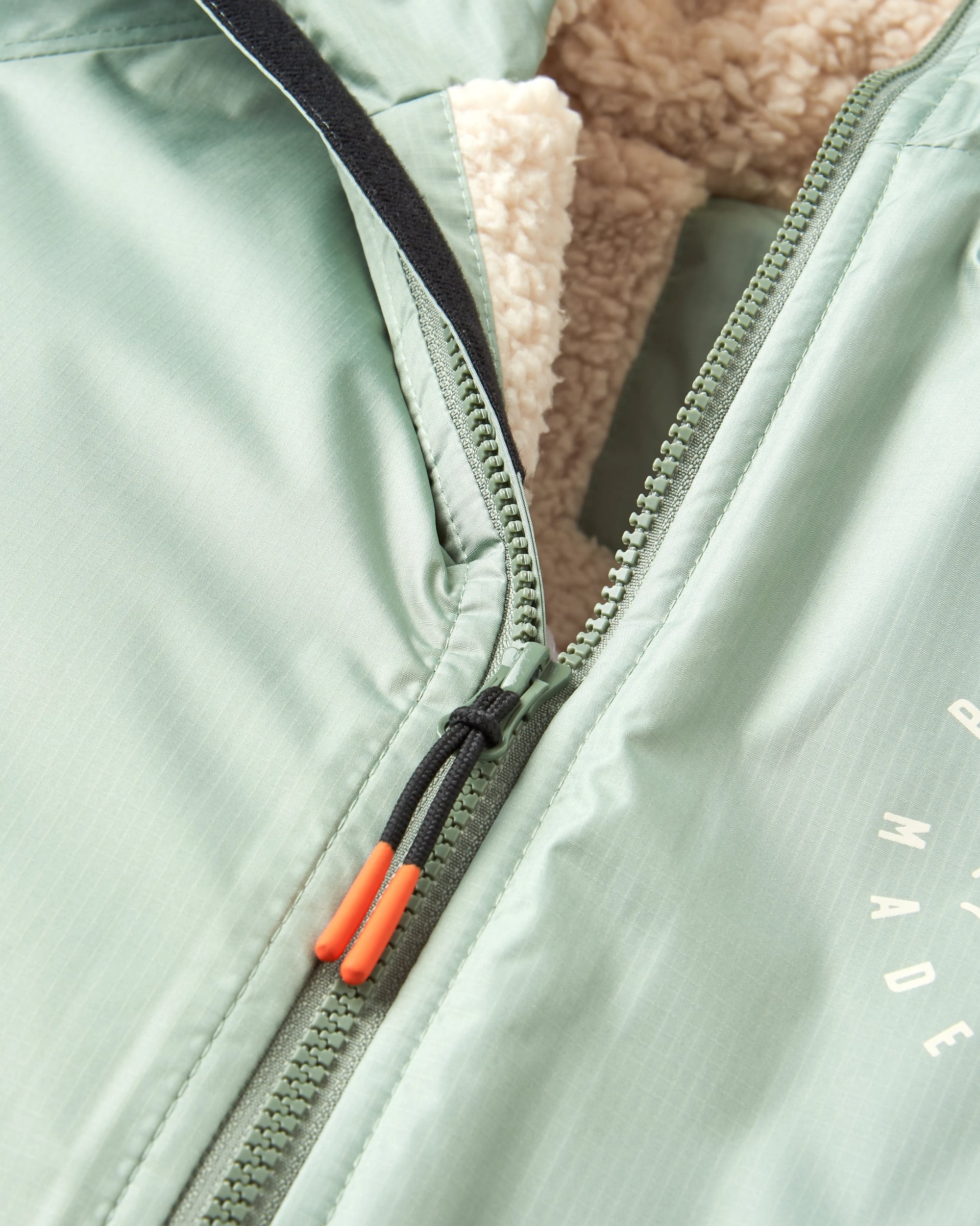 Escapism Recycled Sherpa Lined Changing Robe - Pistachio - Flatlay