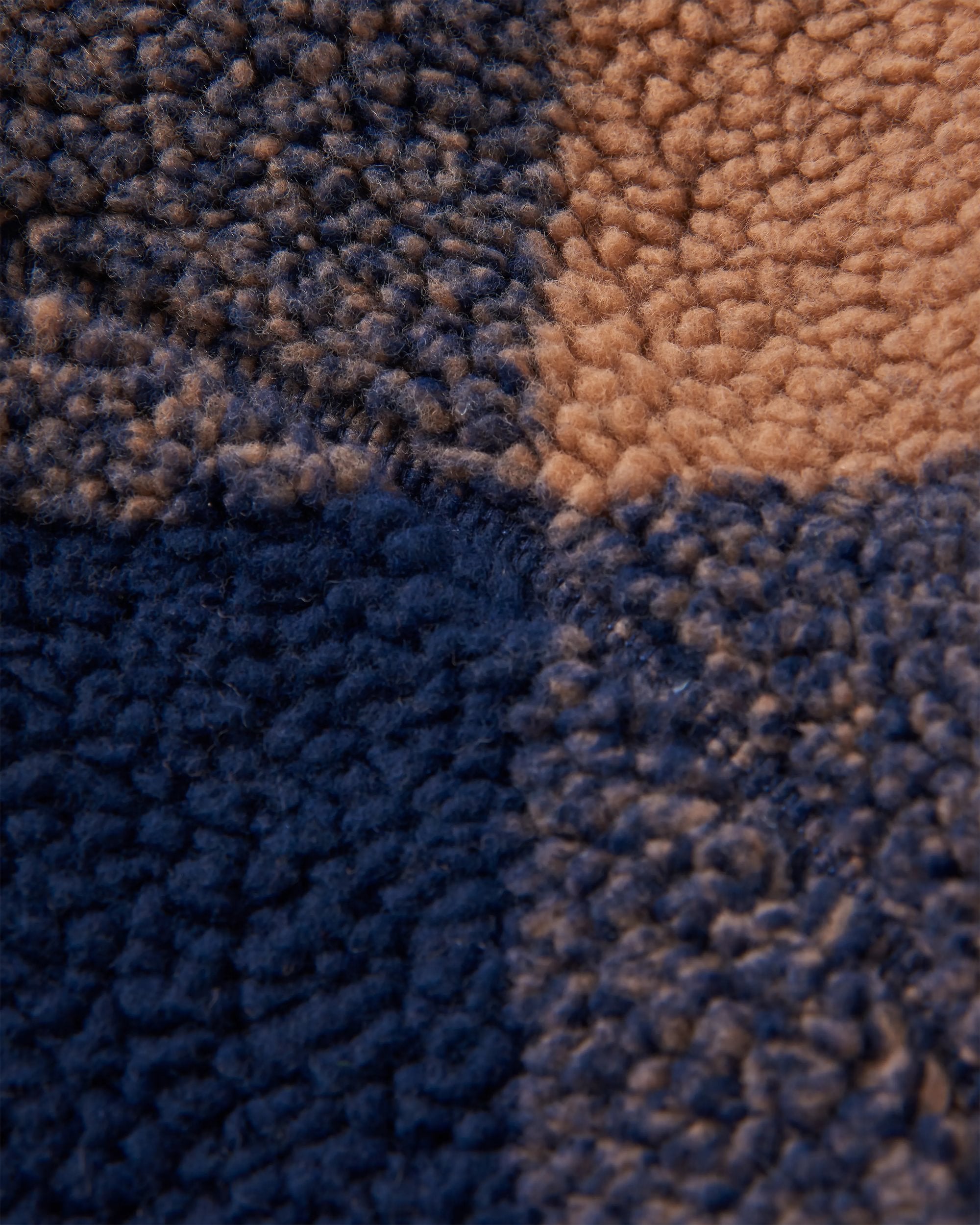 Offroad Recycled Sherpa 1/2 Zip Fleece - Toffee/Rich Navy Buffalo - Flatlay