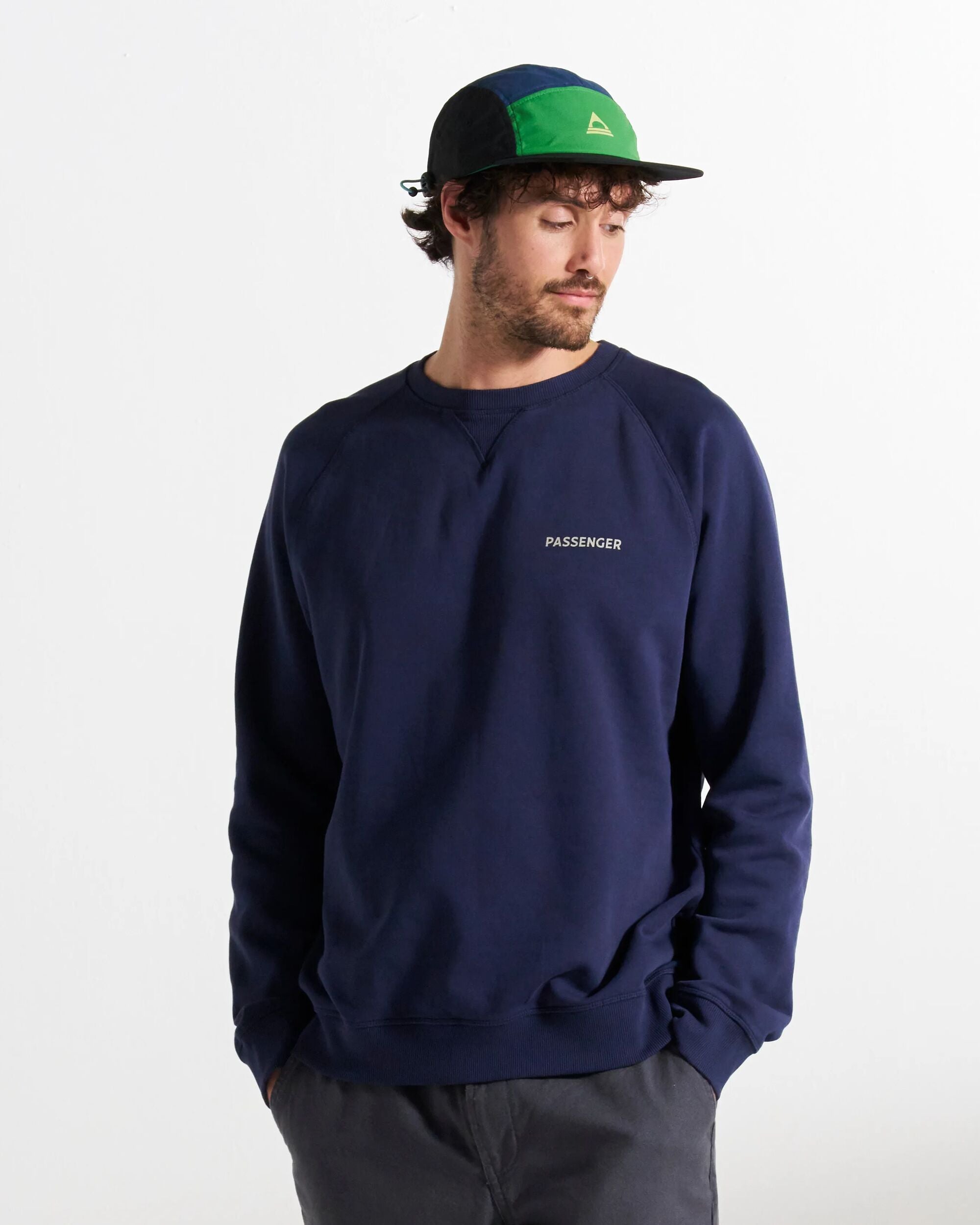 Roamer Men's Organic Cotton Sweatshirt - Rich Navy - Studio Model