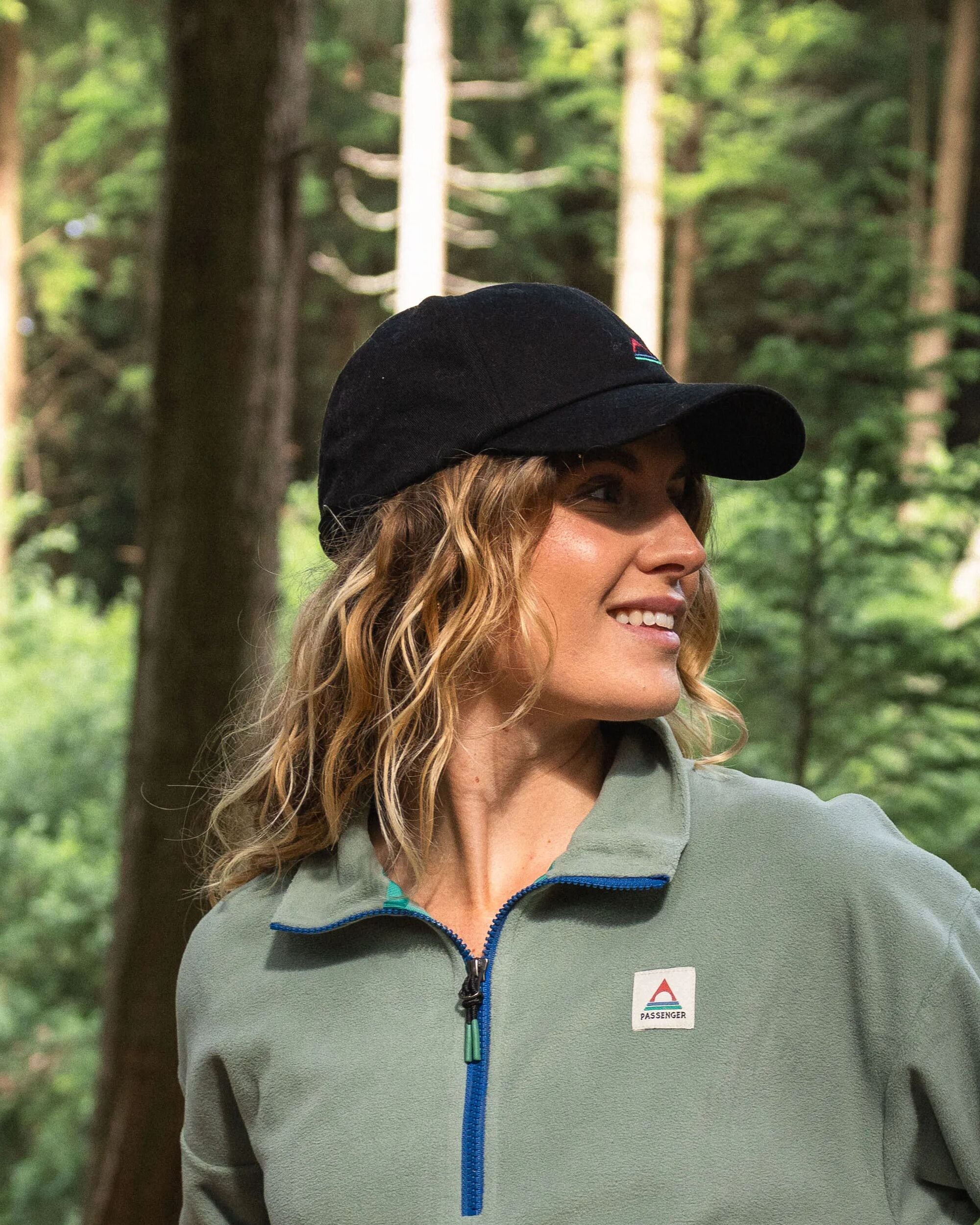 Classic Recycled Cotton 6 Panel Cap - Black - Lifestyle - Female