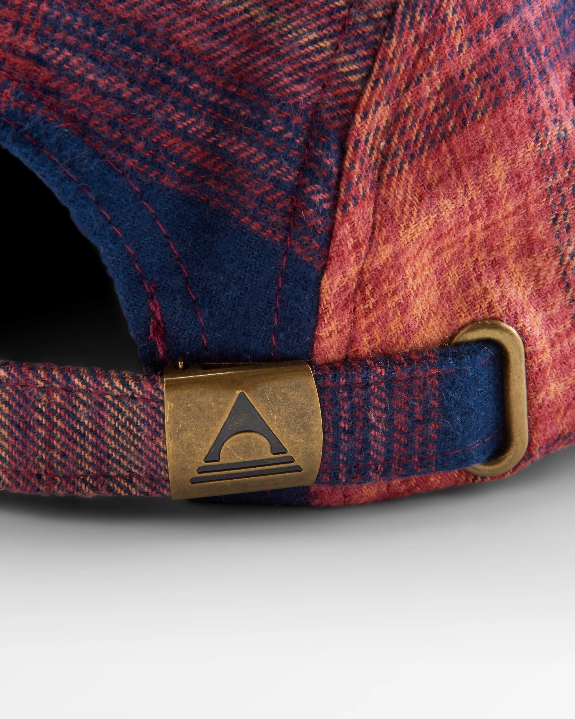 Fixie Recycled Flannel 5 Panel Cap - Rich Navy/ Red Ochre Check - Flatlay