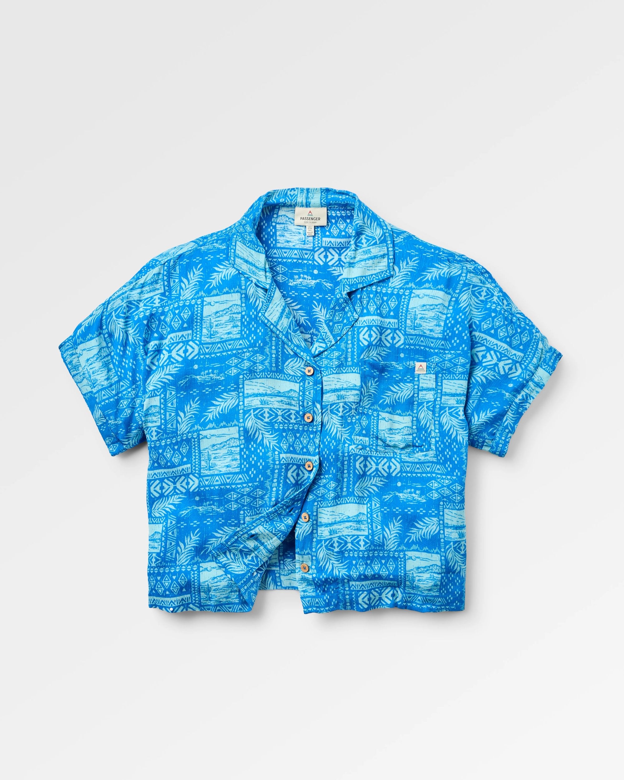 Arden Short Sleeve Shirt Eco Vero - Patchwork Marine Blue - Flatlay