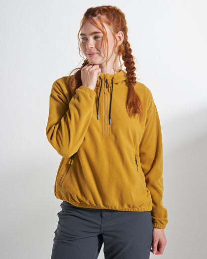 Ayla Micro Polartec® Hooded Fleece - Dusty Ochre - Studio Model