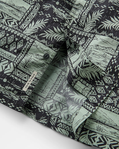 Acreage Organic Cotton Shirt - Patchwork Faded Black - Flatlay