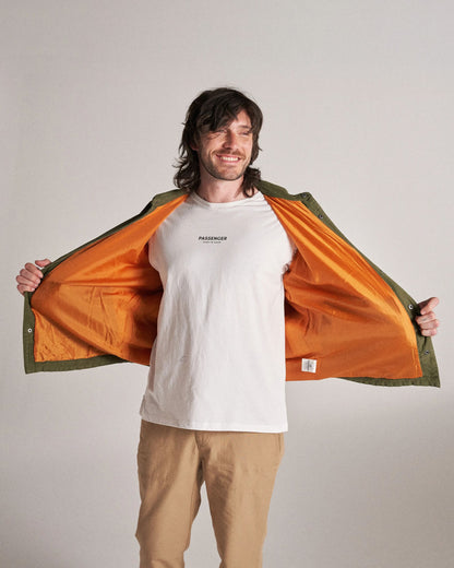 Taranaki Canvas Quilted Overshirt - Khaki - Studio Model