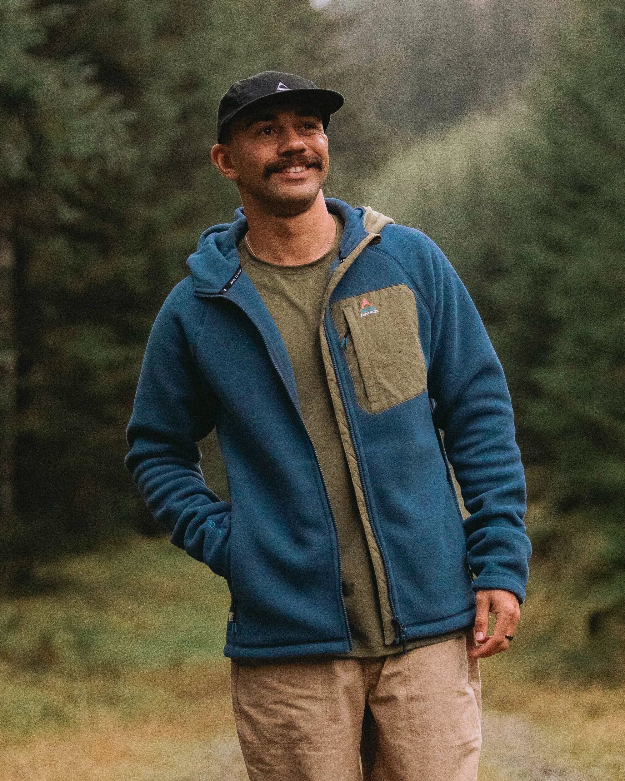 Sierrascape Men's Recycled Polartec® Fleece Hoodie - Dark Denim - Lifestyle