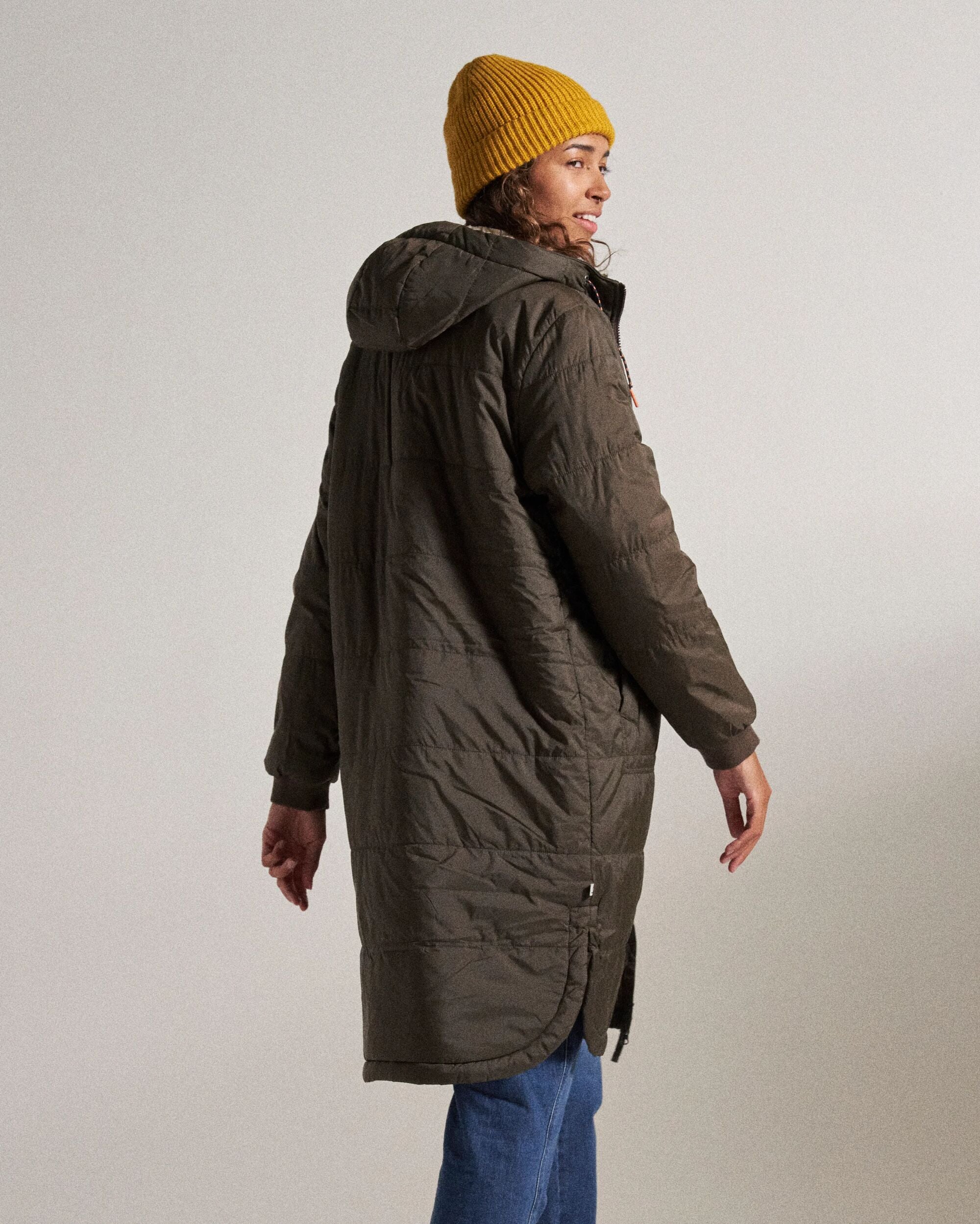 Flora Recycled Sherpa Lined Parka - Coffee - Studio Model