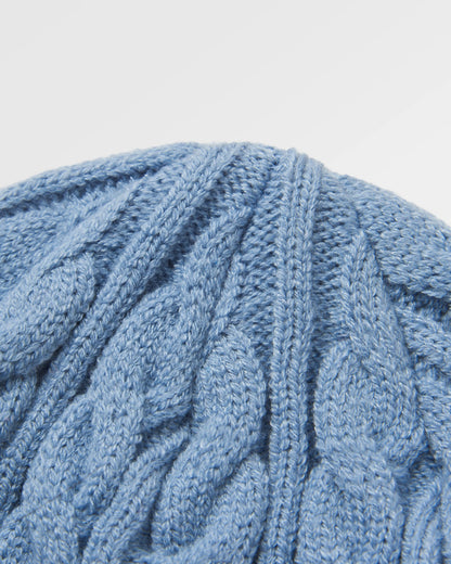 Fireside Recycled Cable Knit Beanie - Faded Denim - Flatlay