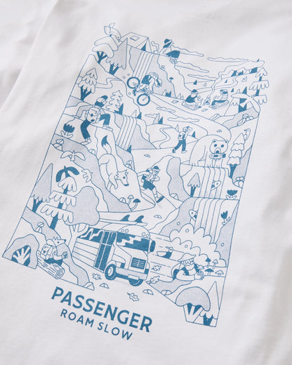 Roam Slow Men's Recycled Cotton LS T-Shirt - White - Flatlay