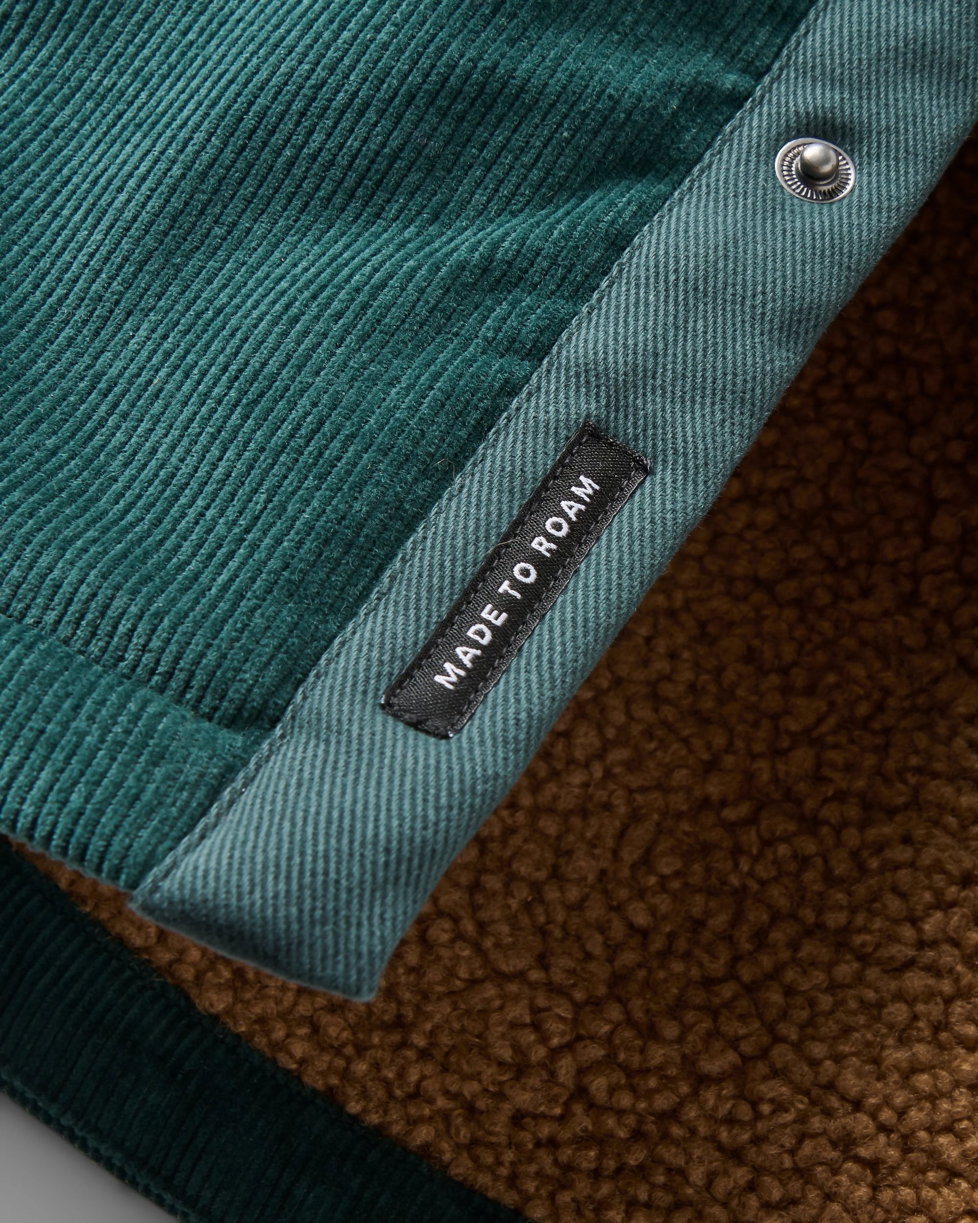 Kodiak Sherpa Lined Cord Overshirt - Dark Fern  - Flatlay