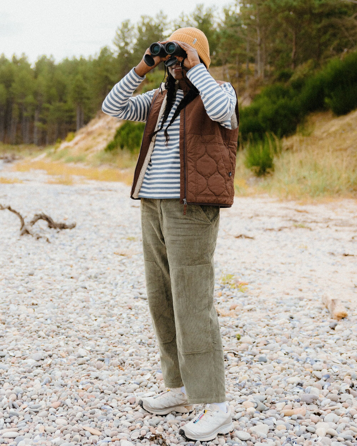 Flora Sherpa Lined Short Gilet - Chestnut - Lifestyle