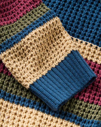 Reflection Open Knit Stripey Cardigan - Dusty Olive Multi Stripe - Flatlay
