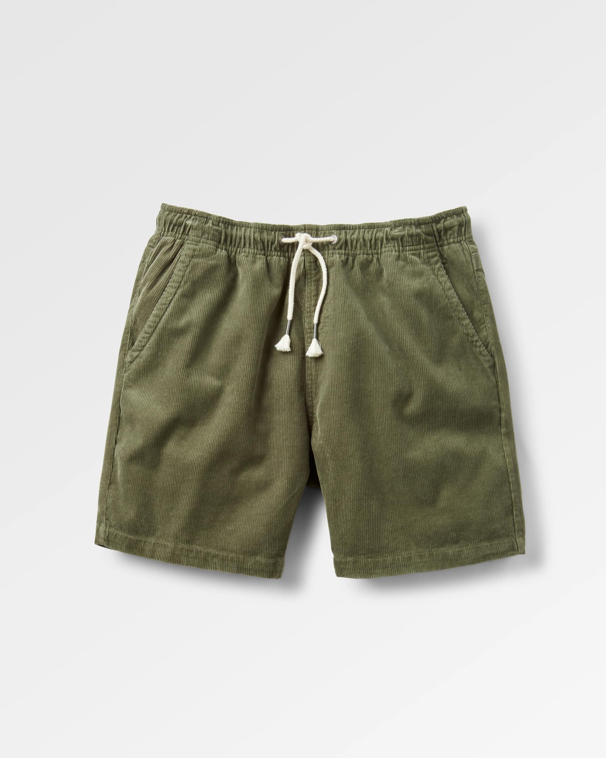 Drifter Corduroy Short - Dusty Olive - Flatlay