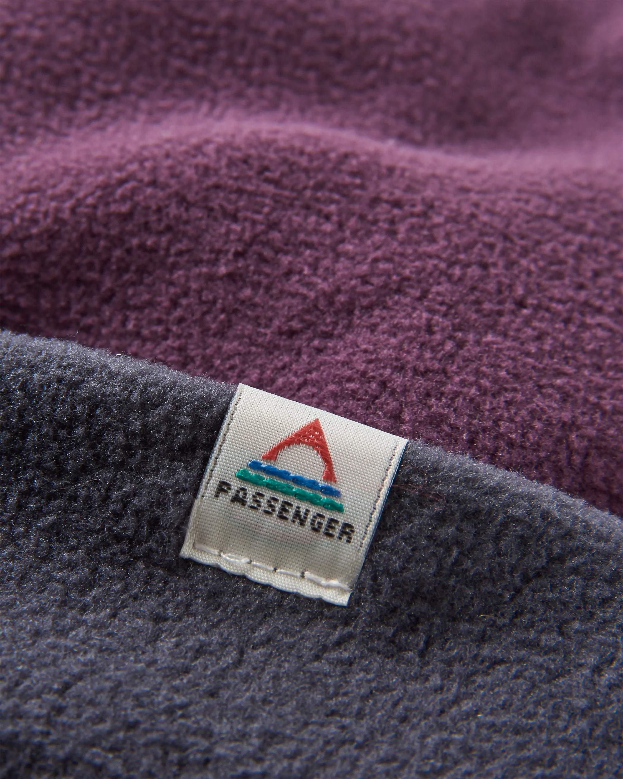 Set Off Recycled Polar Fleece Beanie - Deep Plum/Charcoal - Flatlay