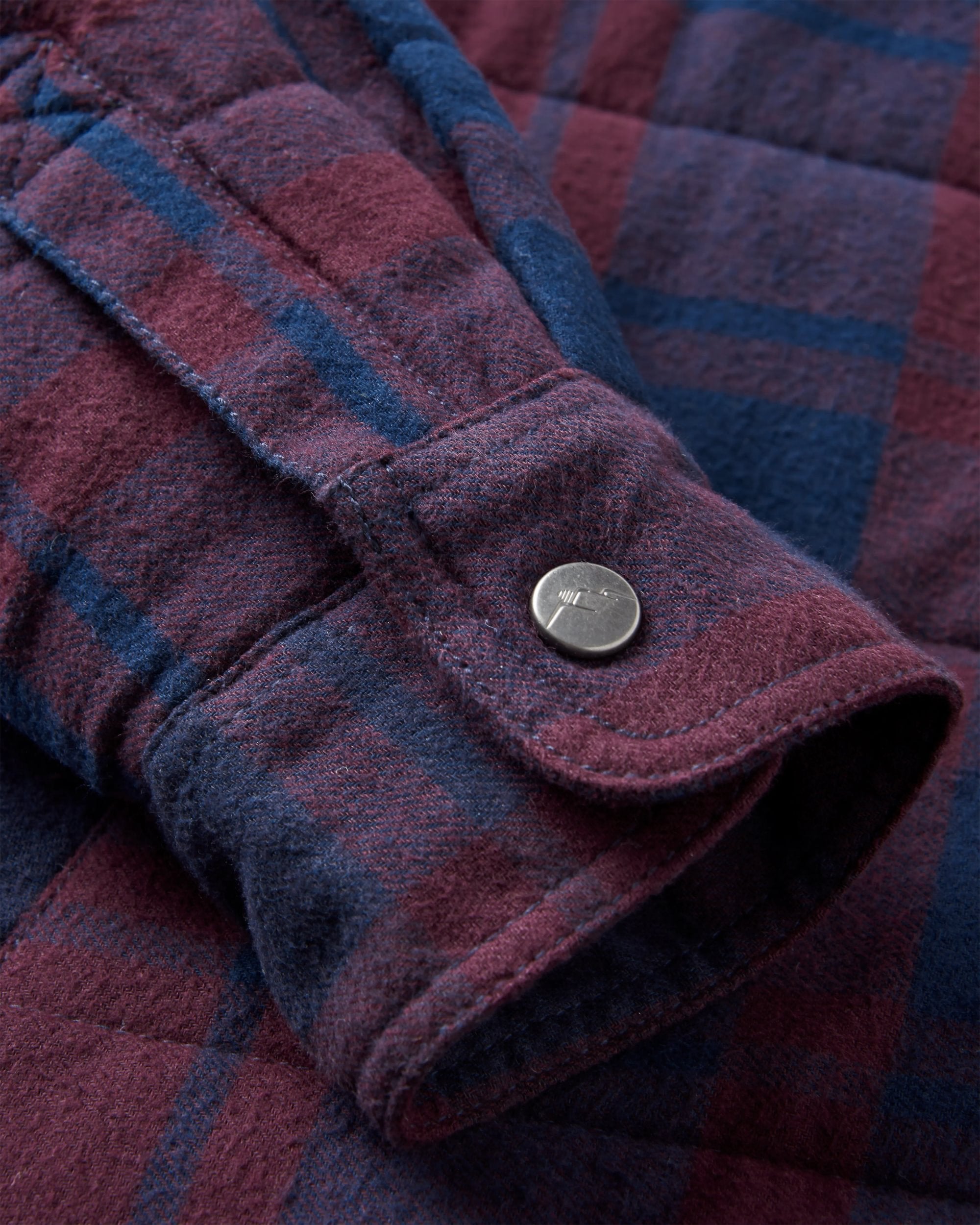 Taranaki Quilted Overshirt - Deep Plum/Deep Navy Check - Flatlay