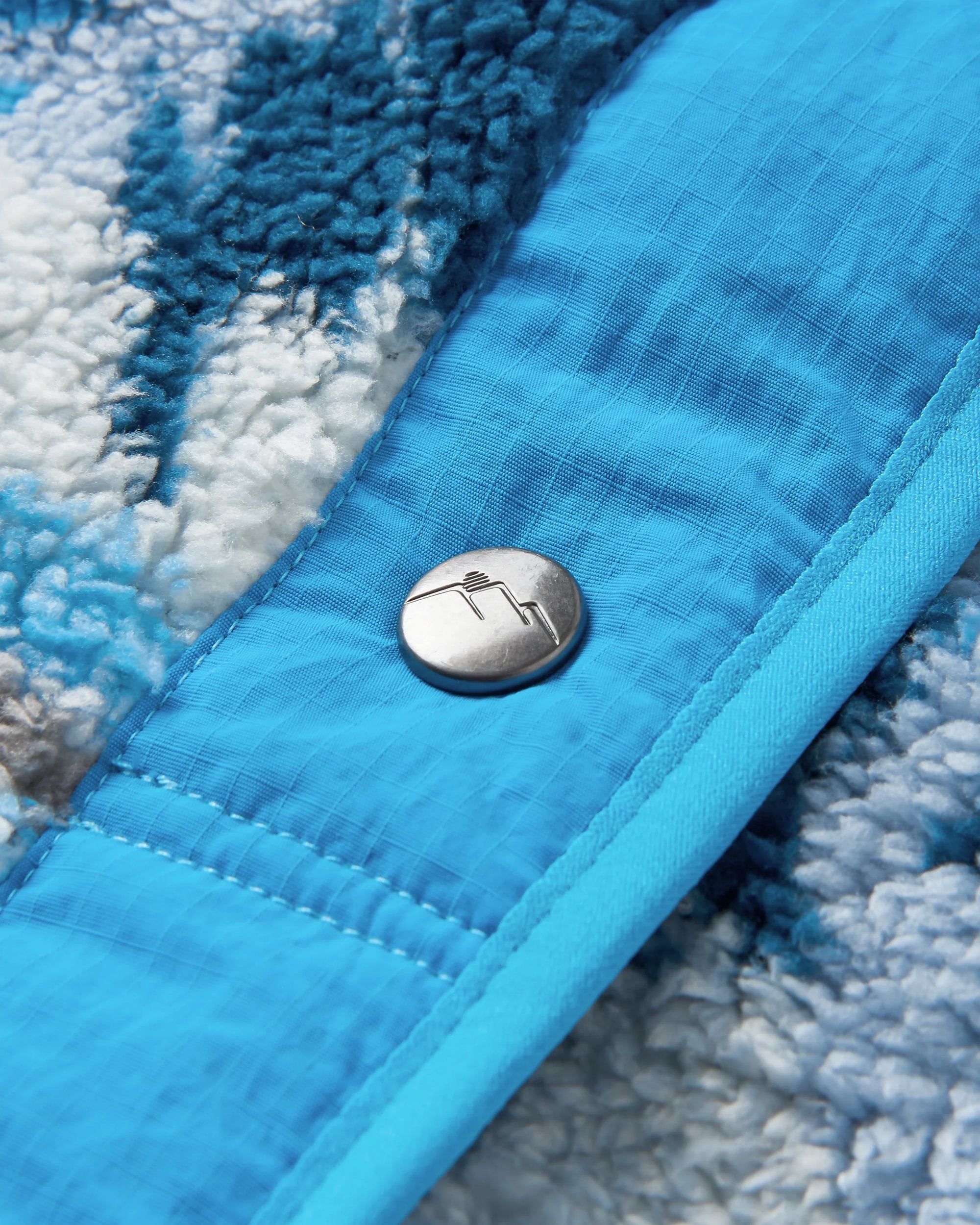 Navegado Recycled Soft-Touch Sherpa Fleece - Abstract Mountain Blue Fog - Flatlay