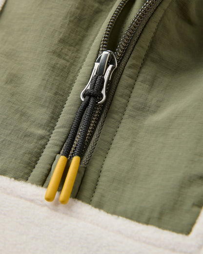 Alexander Hooded Polartec® Fleece - Dusty Olive/White Sand - Flatlay