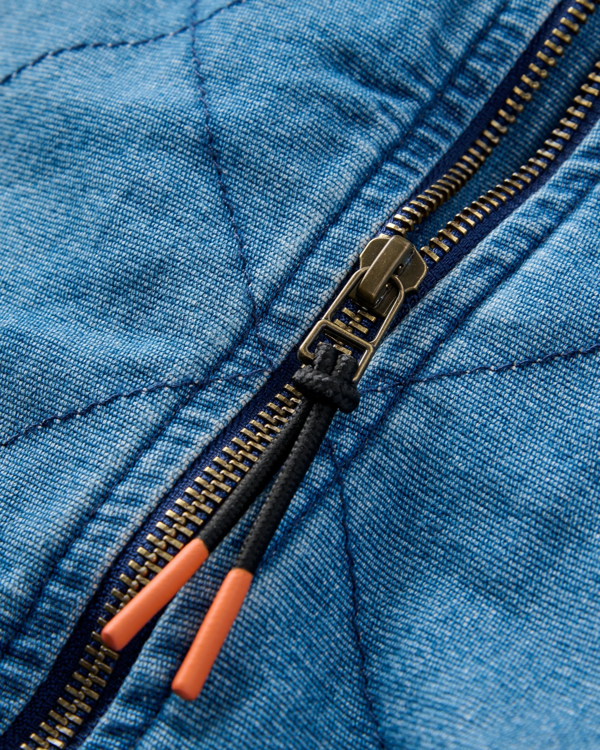 Lucia Denim Sherpa Lined Bomber Jacket - Denim Blue - Flatlay