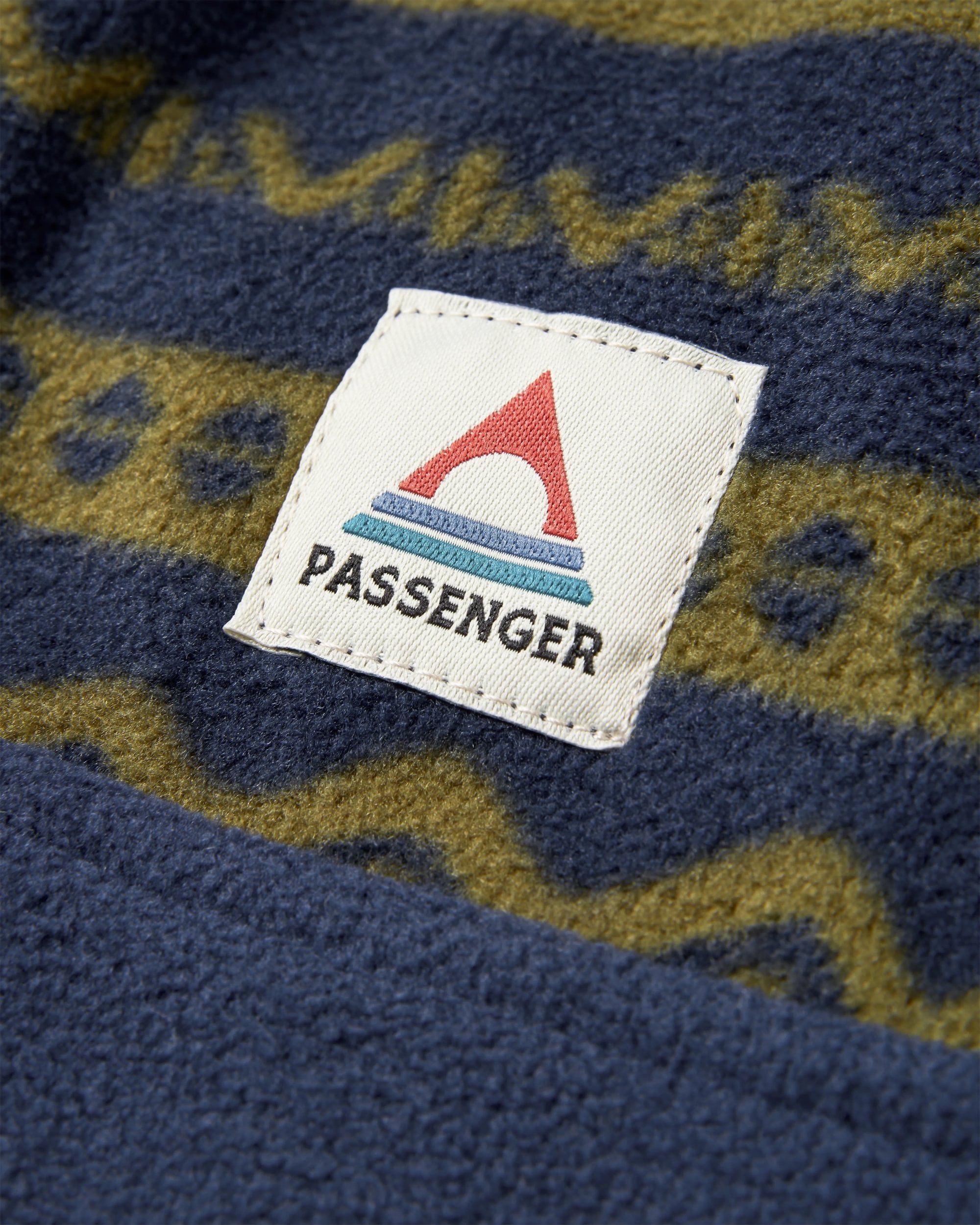 Set Off Recycled Polar 1/4 Zip Fleece - Mountain Geo Khaki/Rich Navy - Flatlay