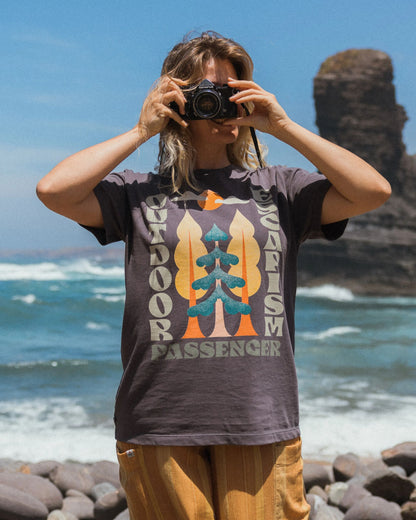 Tall Pines Women's Recycled Cotton T-shirt - Charcoal - Lifestyle