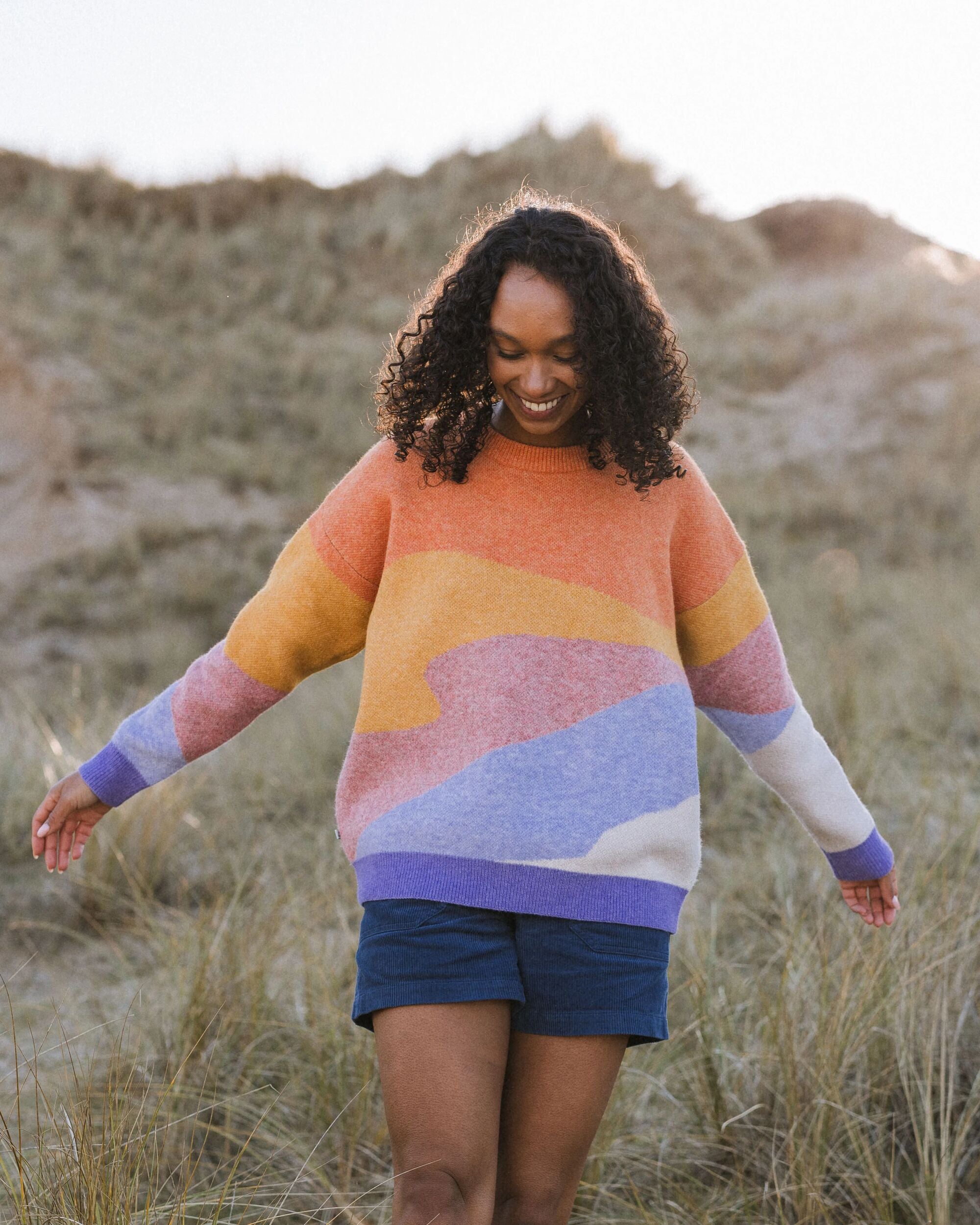 Scenic Recycled Knitted Jumper - Scenic Sunrise Orange - Lifestyle