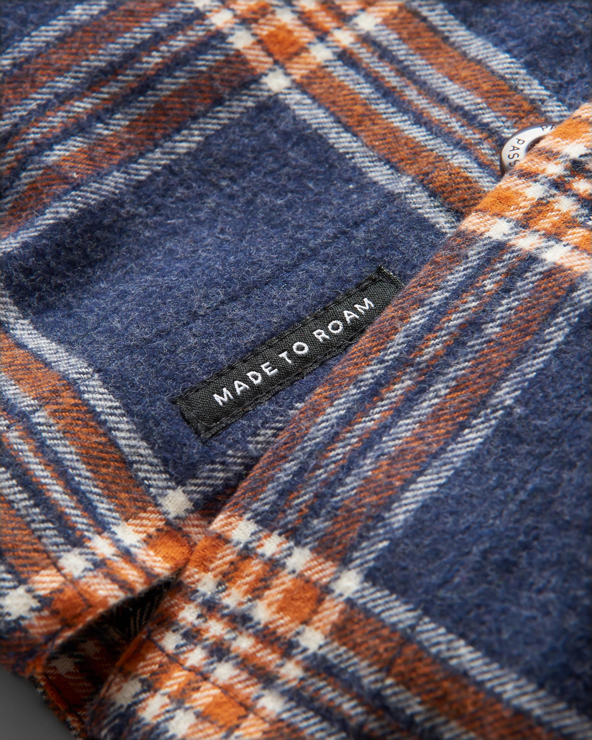 Rustic Organic Cotton Heavyweight Overshirt - Rich Navy Check - Flatlay