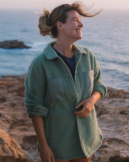 Rappel Recycled Sherpa Oversized Shirt - Pistachio - Lifestyle