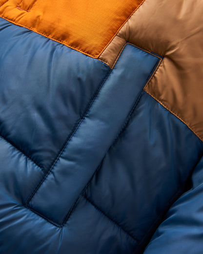 Inspire Recycled Insulated Hooded Jacket - Dark Denim/Toffee - Flatlay