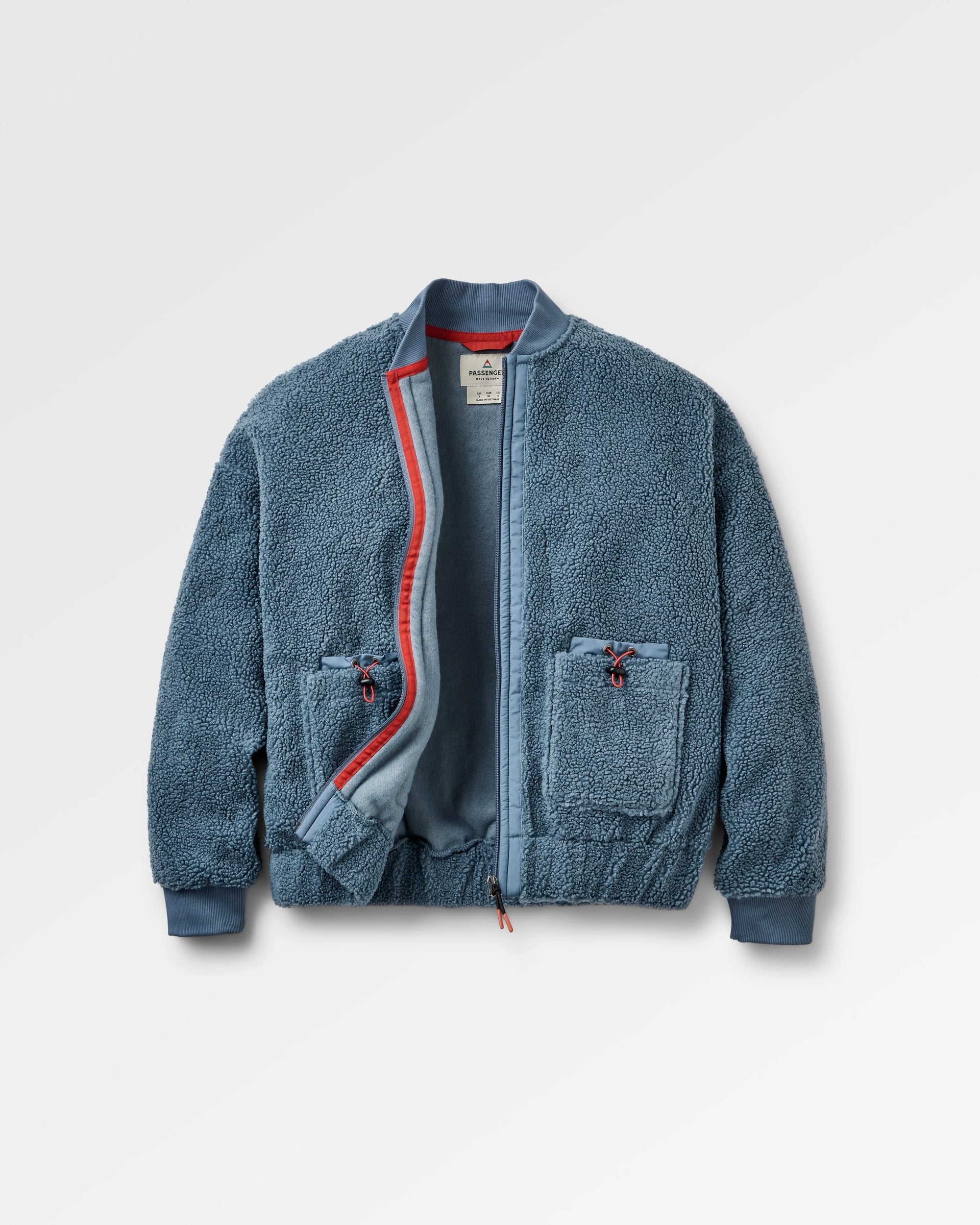 Lucia Recycled Sherpa Fleece - Stormy Blue  - Flatlay