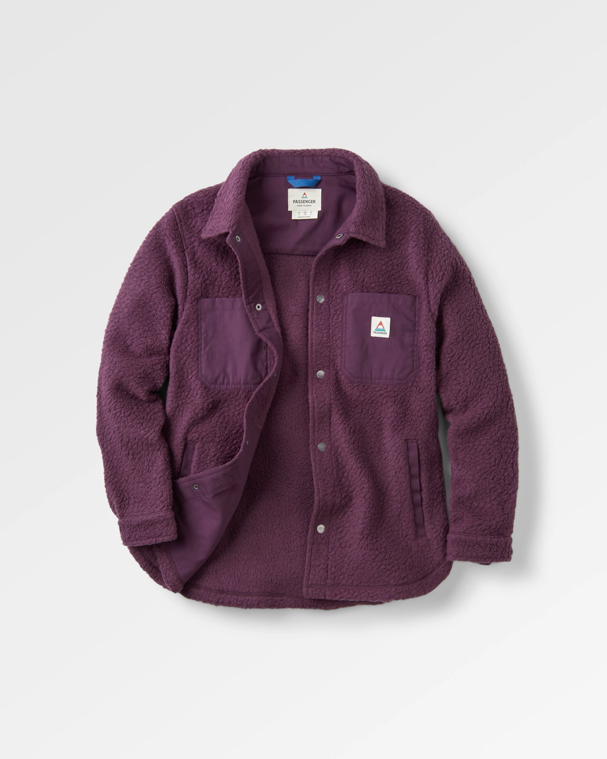 Rappel Recycled Sherpa Oversized Shirt - Deep Plum - Flatlay