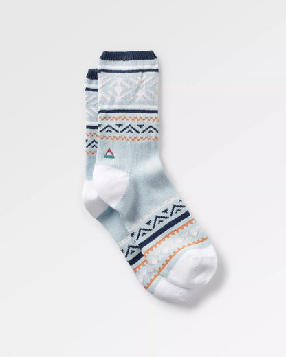 Organic Mid-weight Patterned Socks - Blue Fog