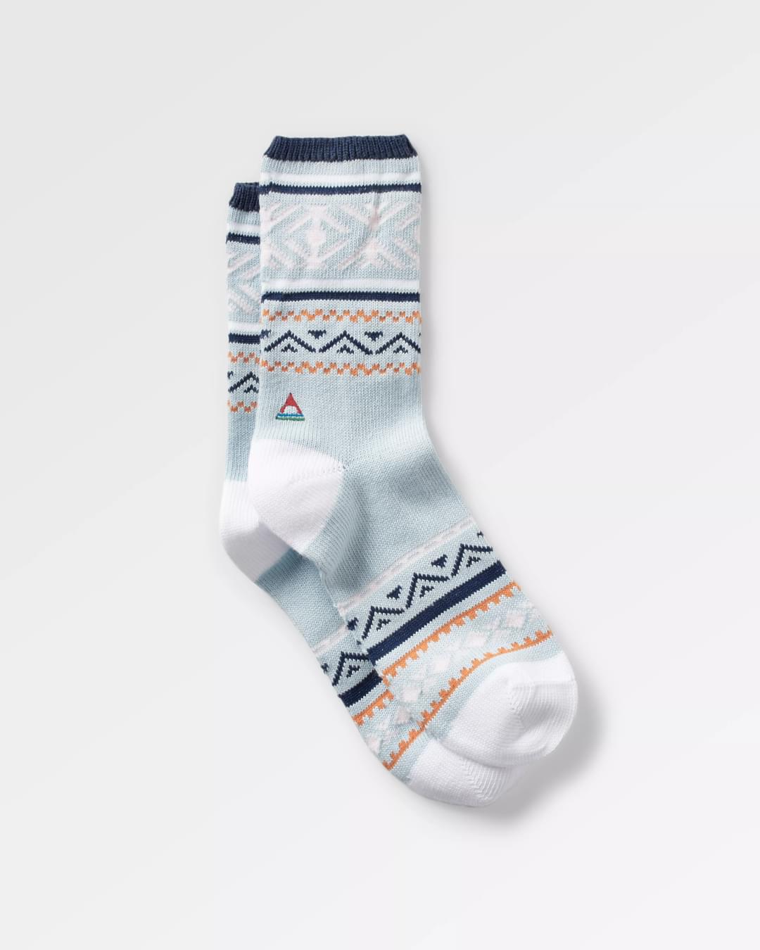 Organic Mid-weight Patterned Socks - Blue Fog - Flatlay