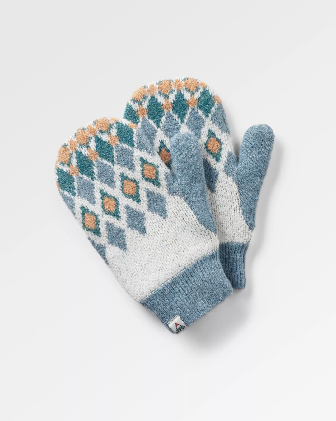 Wave Recycled Fleece Lined Mittens - Vintage White - Flatlay