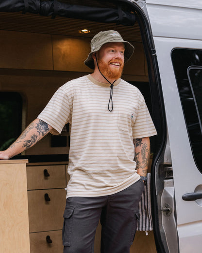 Zen Recycled Cotton Relaxed Fit T-Shirt - Stone Stripe - Lifestyle