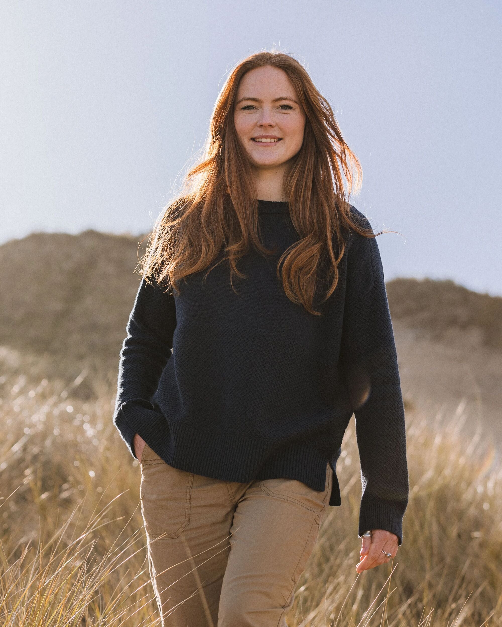 Cove Organic Cotton Knitted Jumper - Rich Navy - Lifestyle