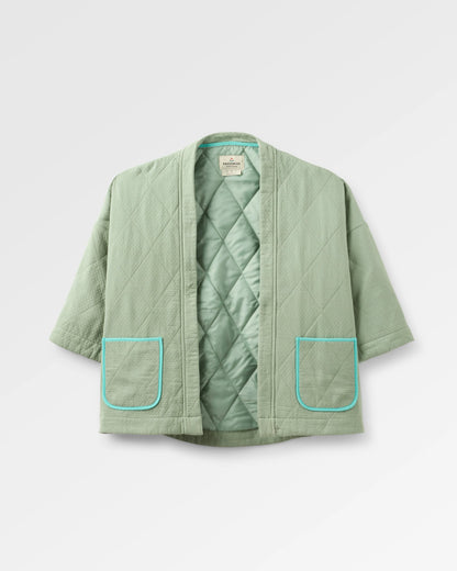 Mira Organic Cotton Quilted Overshirt - Pistachio - Flatlay