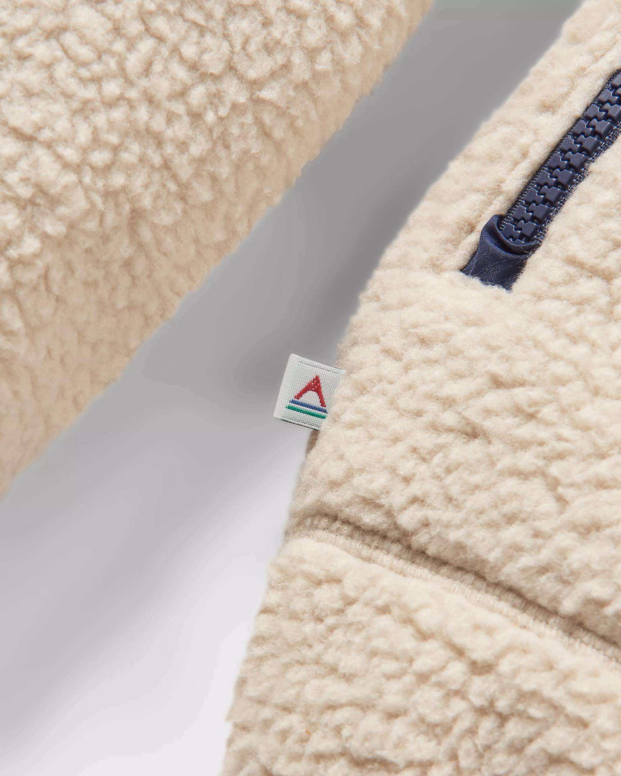 Offgrid 1/2 Zip Recycled Sherpa Fleece - Oatmeal/Navy - Flatlay