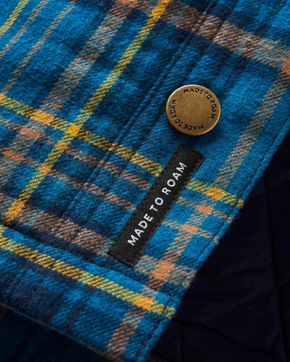 Falcon Organic Cotton Jacket - Tidal Blue Check  - Flatlay