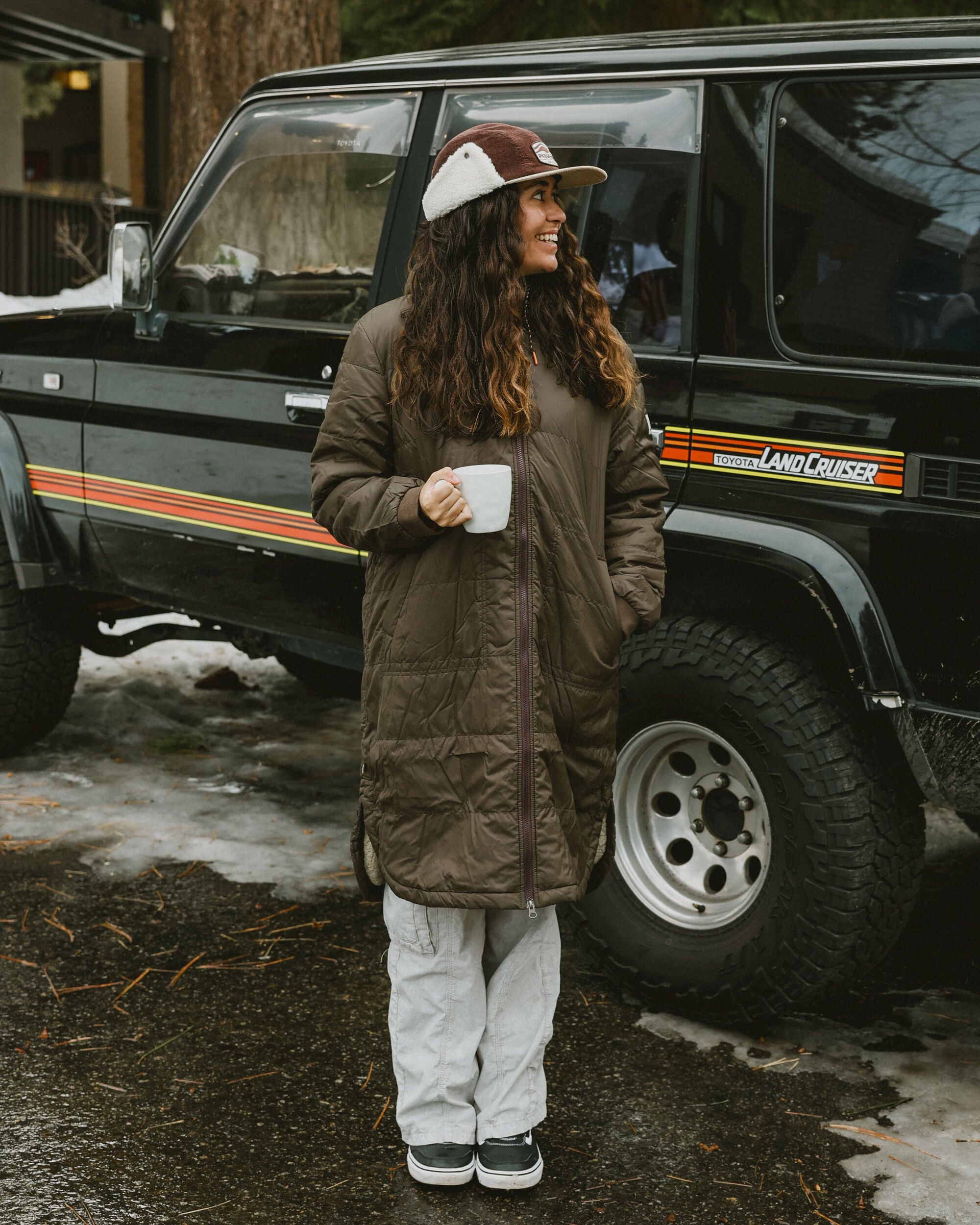 Flora Recycled Sherpa Lined Parka - Coffee - Lifestyle