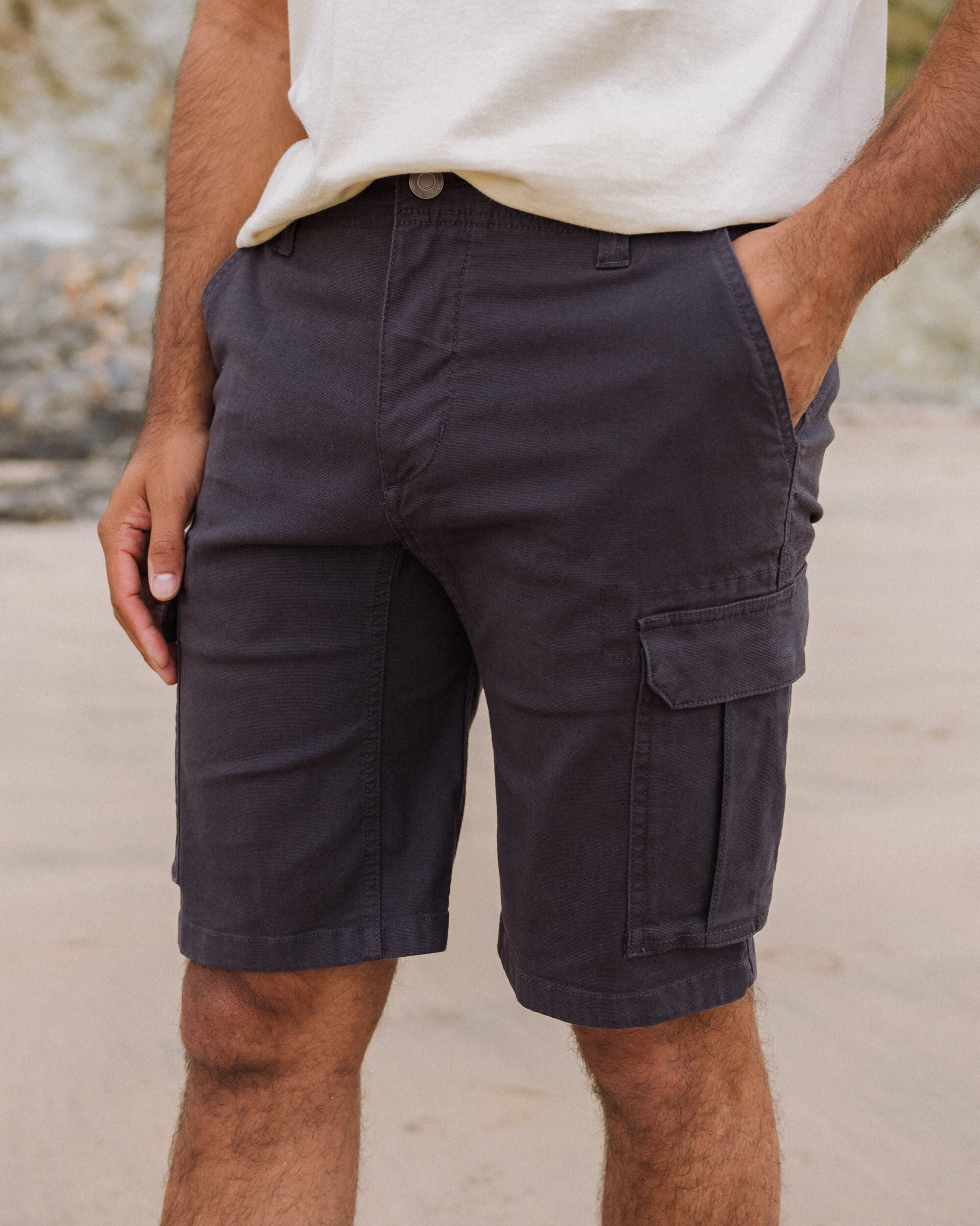 Lakeside Cargo Cotton Short - Faded Black - Lifestyle