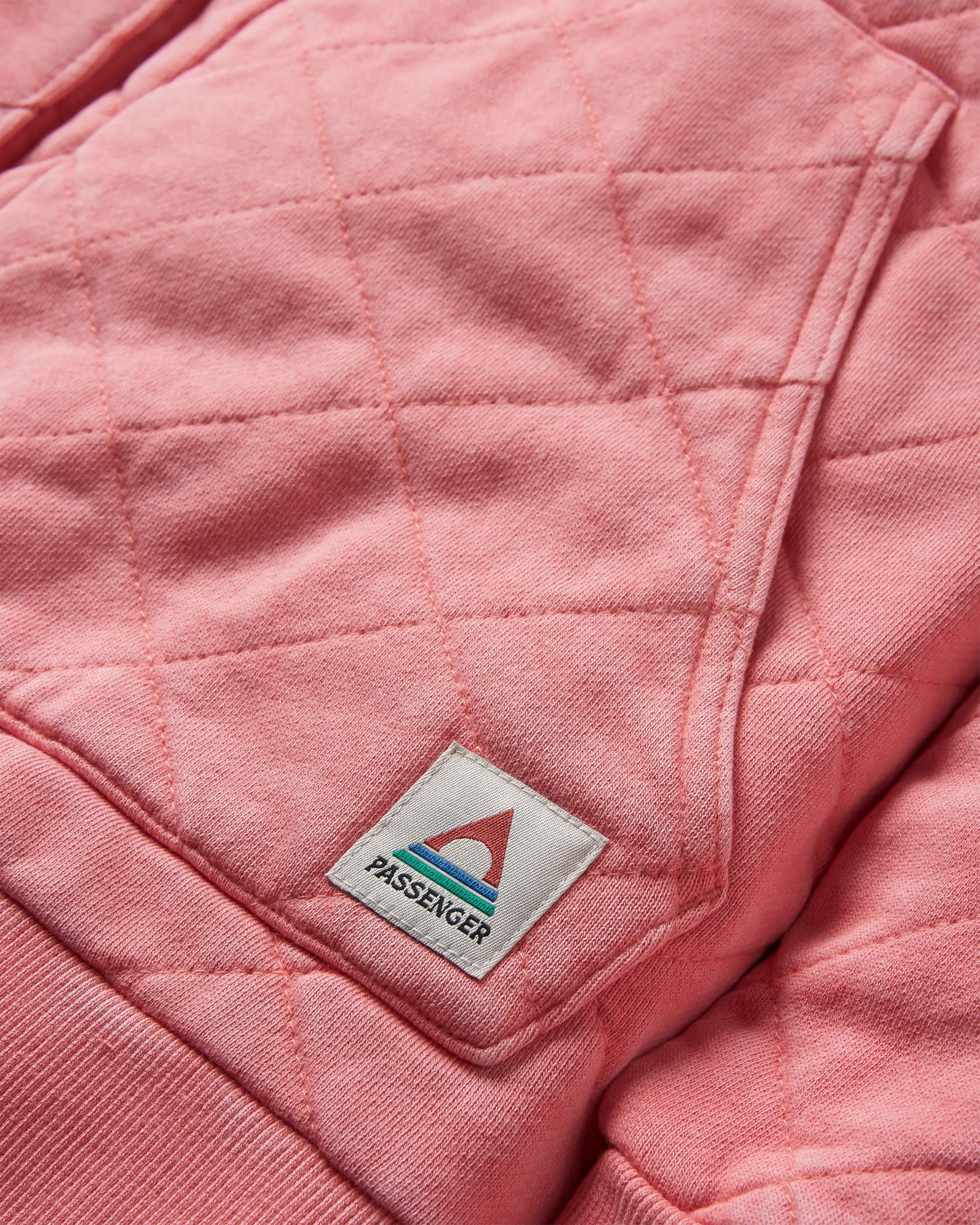 Clementine Recycled Quilted Popper Up Hoodie - Shell Pink - Flatlay