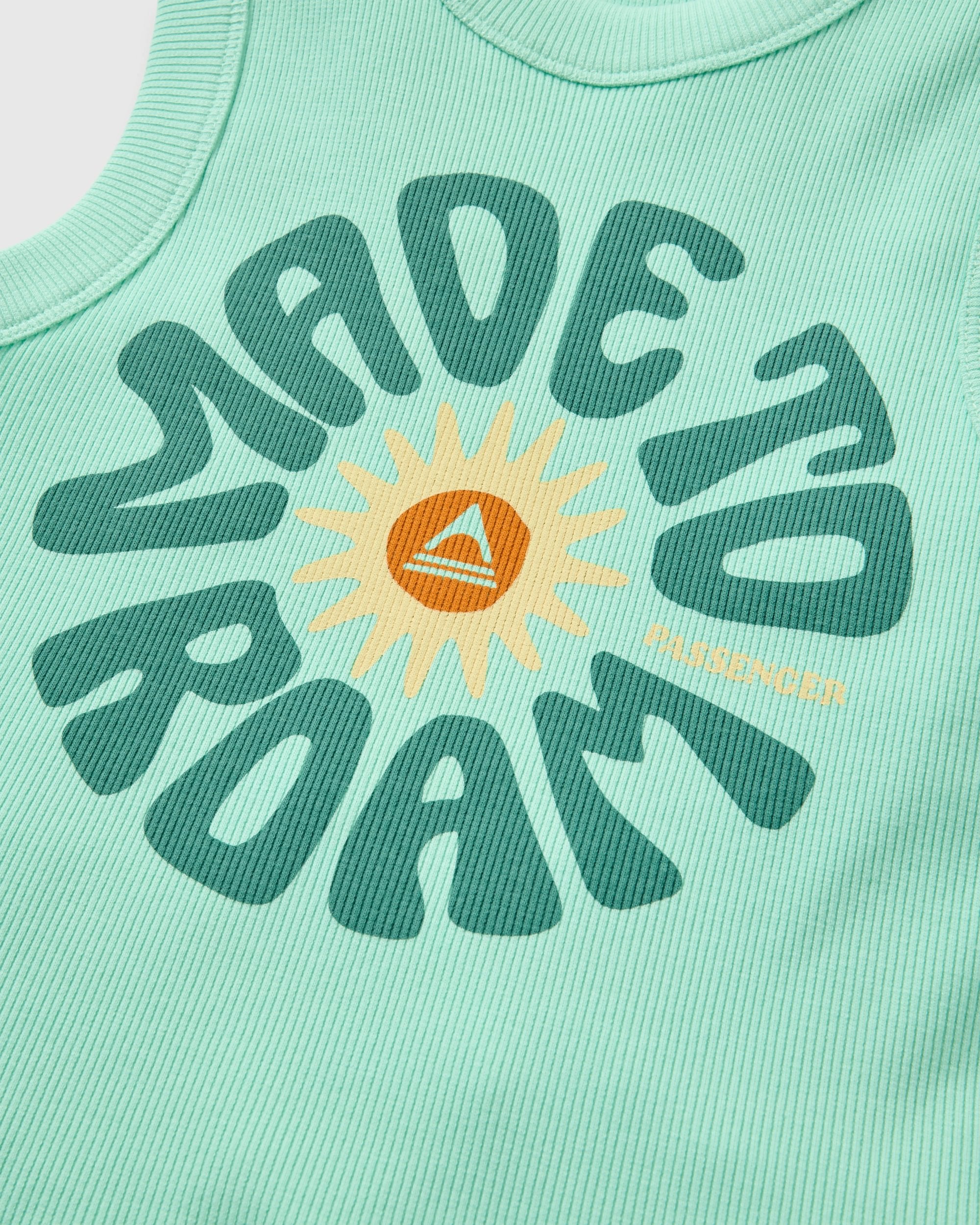 Easy Days Ribbed Graphic Vest - Aquamarine - Flatlay
