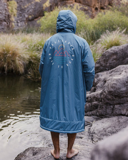 Escapism Recycled Sherpa Lined Changing Robe - Moonlight Blue - Lifestyle - Male