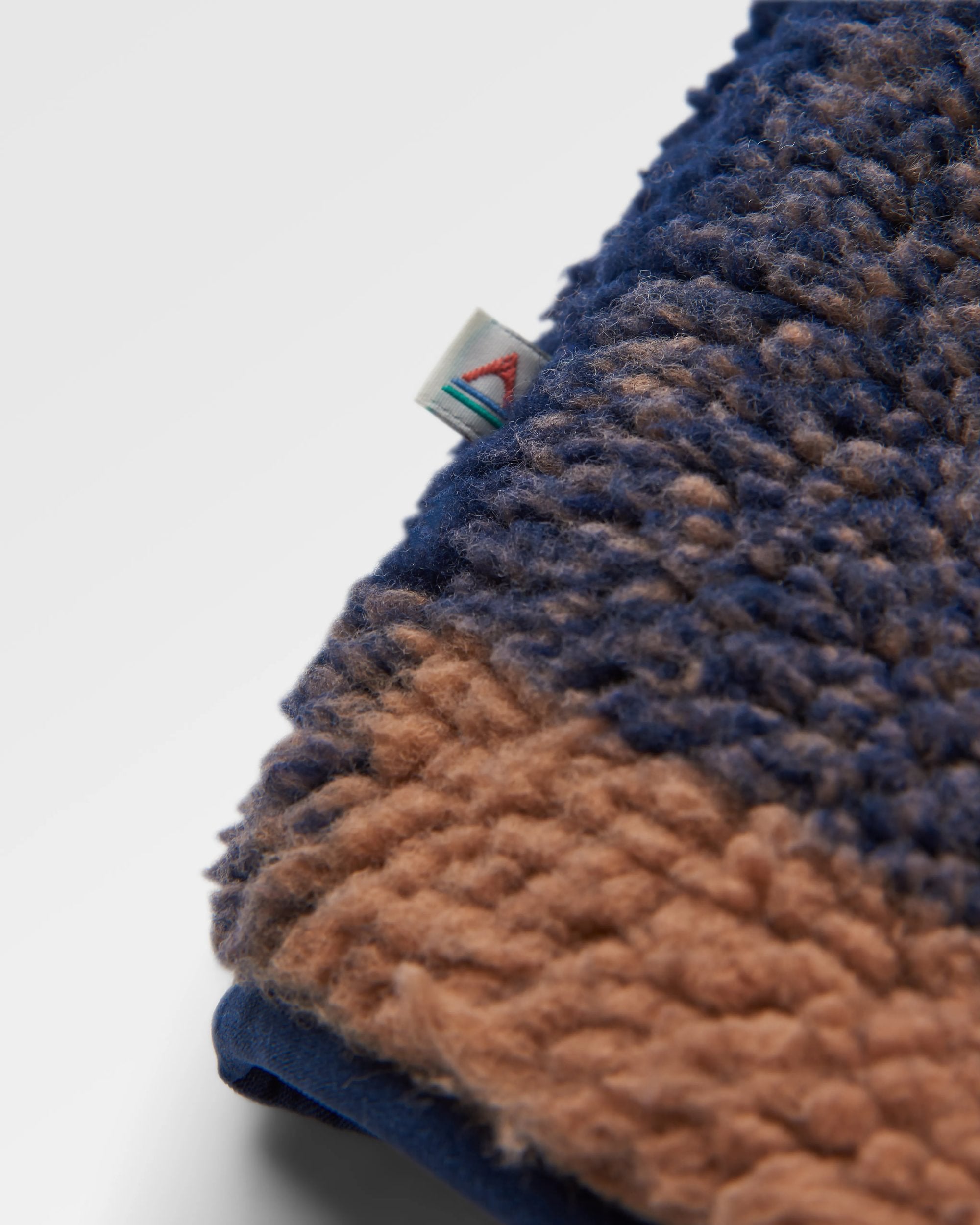 Offroad Recycled Sherpa 1/2 Zip Fleece - Toffee/Rich Navy Buffalo - Flatlay