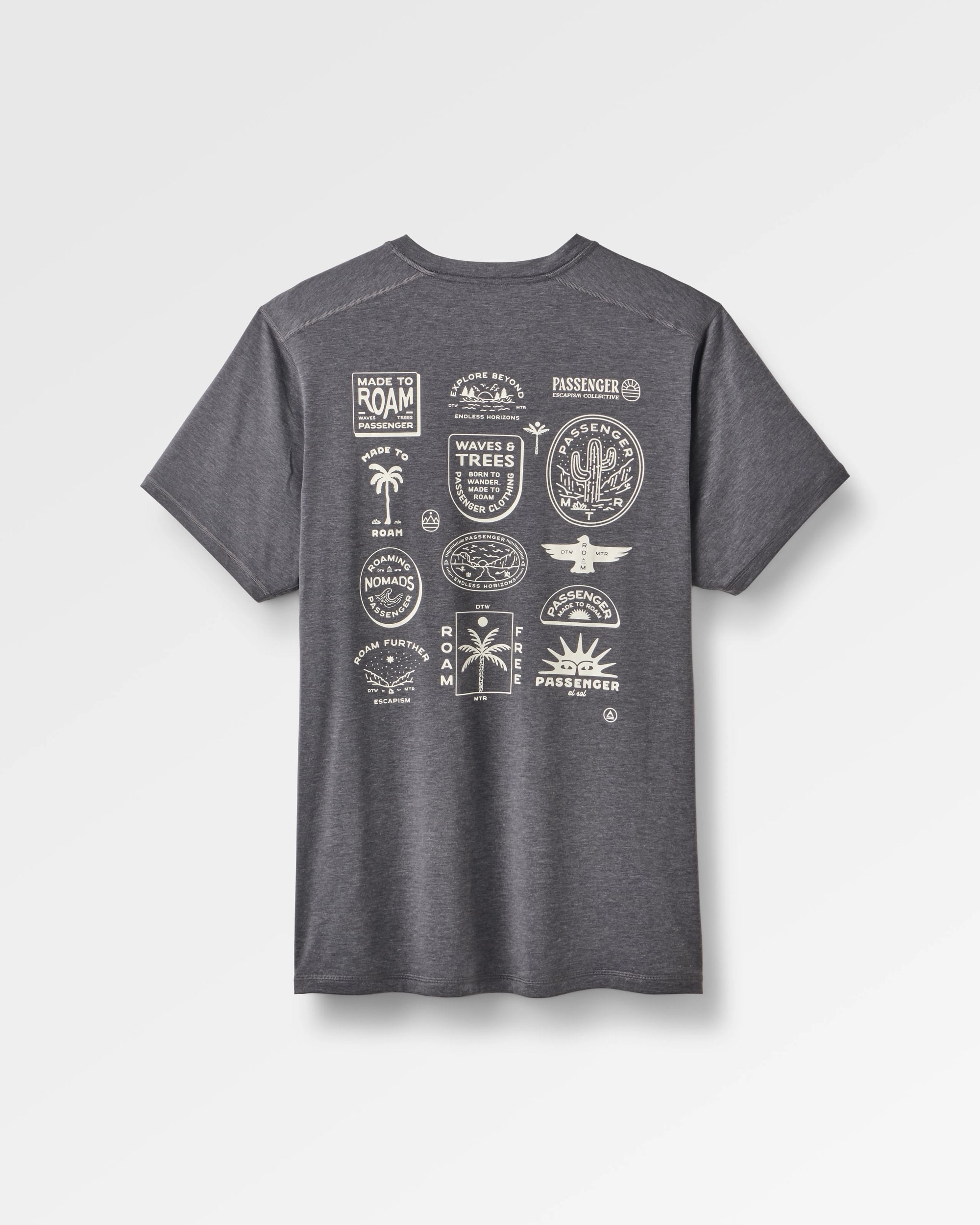 Men's Solscape Active T-Shirt - Faded Black Marl - Flatlay