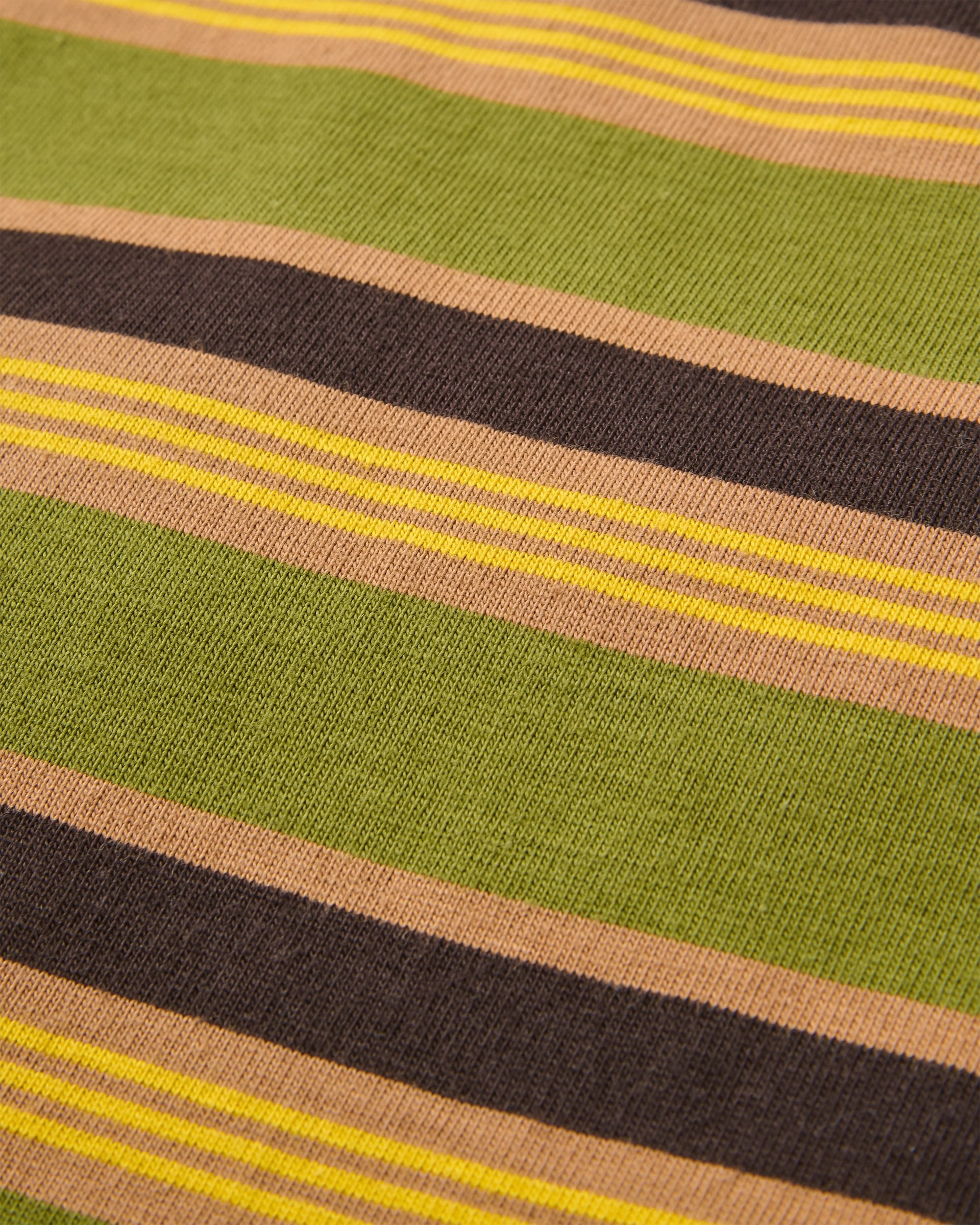 Retro Recycled Cotton Relaxed Fit T-Shirt - Khaki Multi Stripe - Flatlay