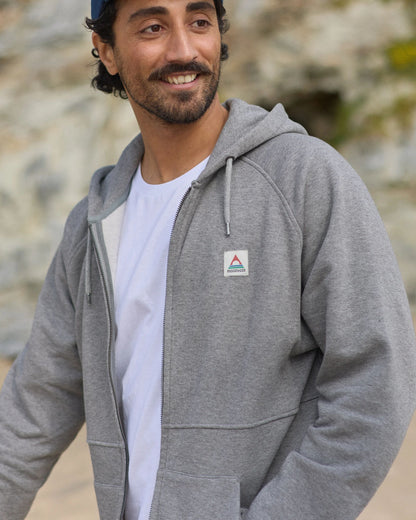 Heritage Full Zip Recycled Cotton Hoodie - Dark Grey Marl - Lifestyle