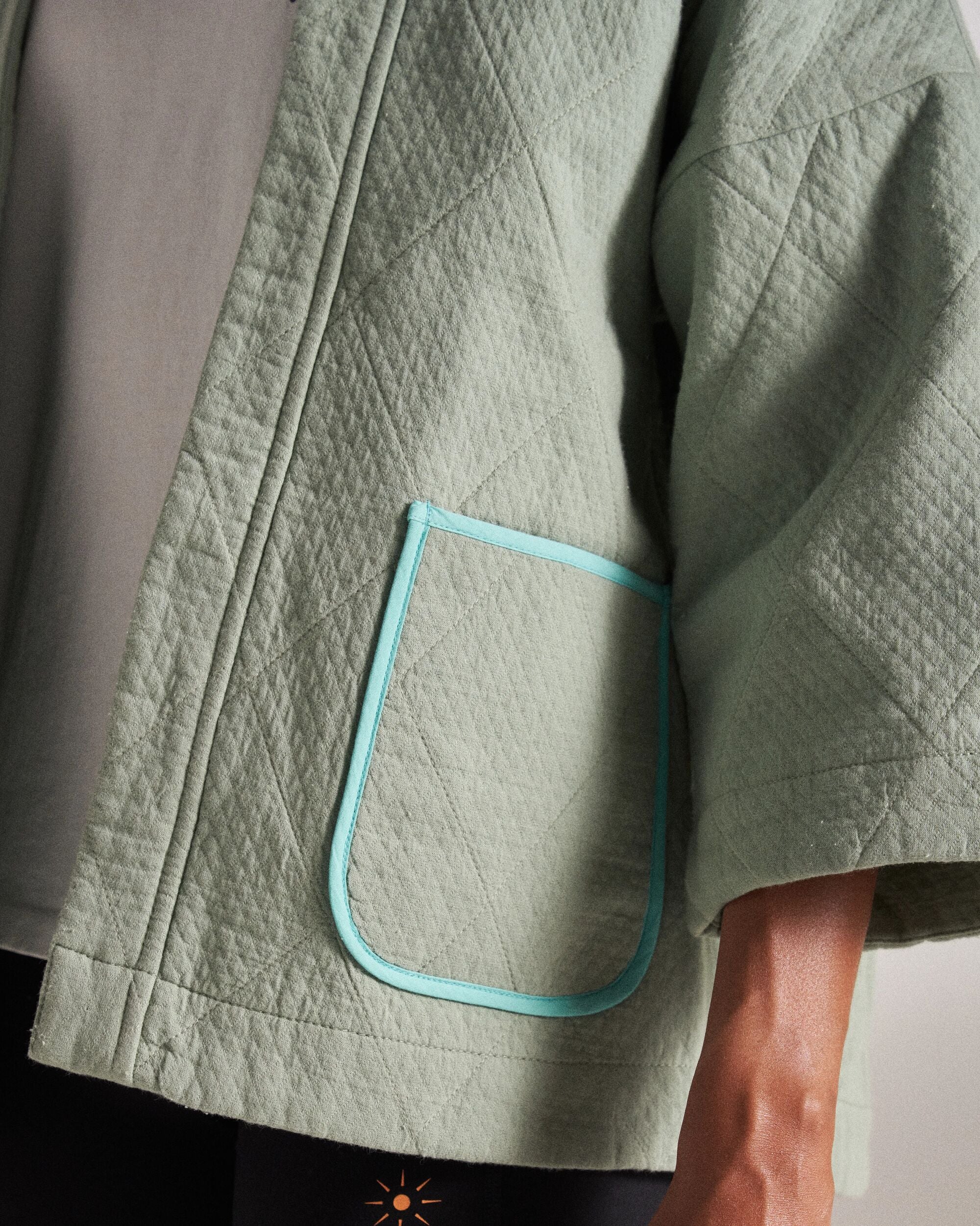 Mira Organic Cotton Quilted Overshirt - Pistachio - Studio Model