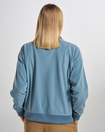 Ayla Micro Polartec® Crew Fleece - Stormy Blue  - Studio Model