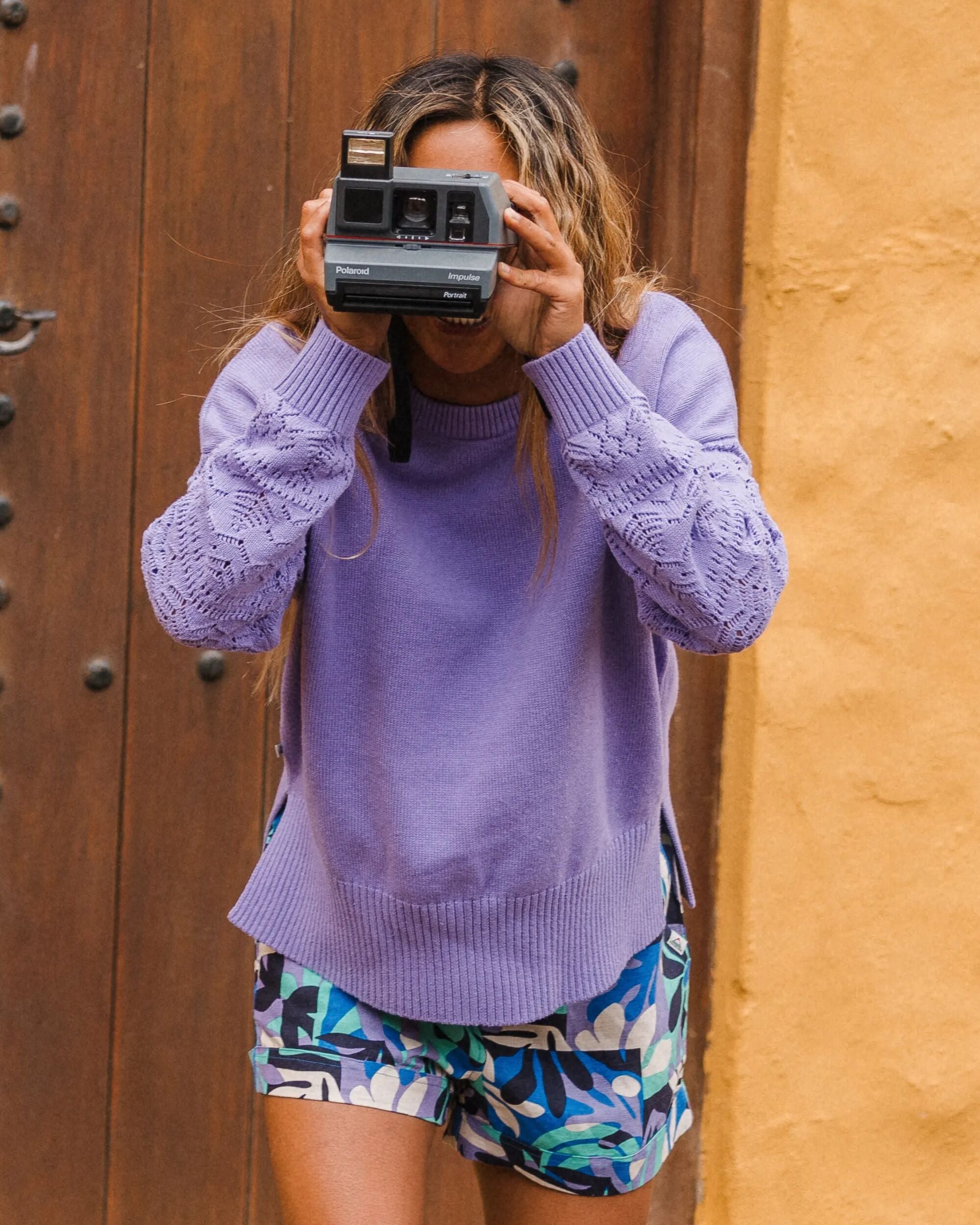 Grace Knitted Jumper - Retro Purple - Lifestyle